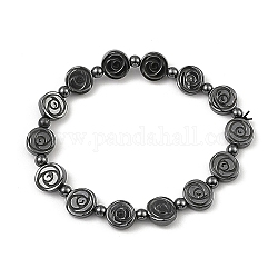 Bracelets de perles d'hématite synthétiques non magnétiques, fleur, diamètre intérieur: 2-1/4 pouce (5.65 cm)