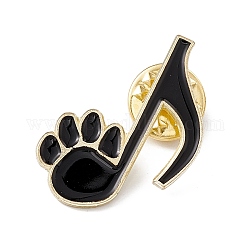 Cartoon Cat Enamel Pin, Light Gold Alloy Music Theme Brooch for Backpack Clothes, Musical Note Pattern, 25x24x2mm, Pin: 1.3mm