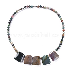 Runde und Trapez natürlichen Edelstein Perlenketten, mit Messing-Schrauben-Haken, Indien Achat, 18.1 Zoll