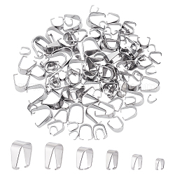 NBEADS 120 Pcs 304 Stainless Steel Snap on Bails, 6 Styles Stainless Steel Color Pendant Connector Clasps Pinch Clip Dangle Pendant Bails for DIY Jewelry Charms Craft Making