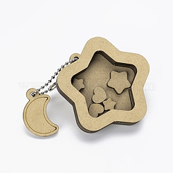 Ensemble de shaker en forme d'étoile en bois fait à la main, pour la fabrication de cadres photo et de porte-clés, burlywood, 17x14x0.3 cm, Trou: 3mm