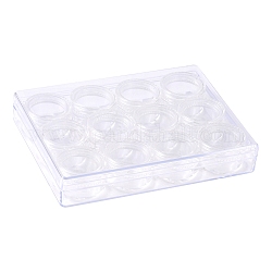 Contenitori di plastica tallone, 12 scomparti, chiaro, 9.8x13x2cm, scatola piccola: 30x17 mm, capacità: 5 ml (0.17 fl. oz)