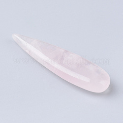 Colgantes naturales de cuarzo rosa, lágrima, 35~37x10x5~6mm, agujero: 1 mm