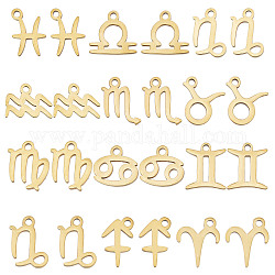 SUNNYCLUE 1 Box 24Pcs Zodiac Constellation Charms Horoscope Charms Stainless Steel Charm Astrology 12 Constellations Twelves Signs Double Sided Charms for Jewelry Making Charm Adult DIY Craft Golden
