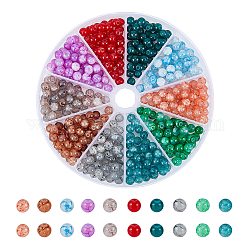 NBEADS About 460 Pcs 6mm Crackle Glass Beads, 10 Colors Imitation Jade Beads Split Glass Spacer Beads Round Loose Lampwork Beads for DIY Bracelet Necklaces Jewelry Making