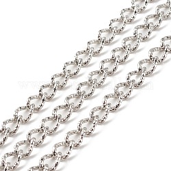 304 Stainless Steel Curb Chains, Textured, Unwelded, with Spool, Stainless Steel Color, 10x7x1.5mm, about 16.40 Feet(5m)/Roll