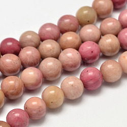 Runde natürlichen Rhodonit Perlen Stränge, 6 mm, Bohrung: 1 mm, ca. 64 Stk. / Strang, 15.5 Zoll