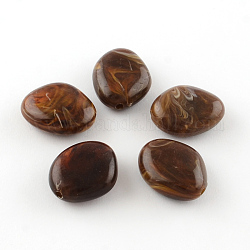 Имитация драгоценных камней бусы акриловые, кокосового коричневый, 30.5x25x11 мм, отверстие : 3 мм, Около 88 шт / 500 г