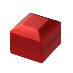 Saint Valentin Cadeaux de jours d'emballage boîtes anneau de bois de doigt, avec led, carrée, rouge, 64x65x50mm