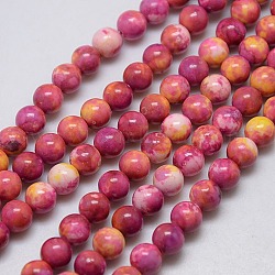 Chapelets de perles en fossile synthétique, teints et chauffée, ronde, cerise, 10mm, Trou: 1mm, Environ 38 pcs/chapelet, 15.7 pouce