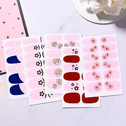 Цветочная серия наклейки для ногтей с полным покрытием, самоклеящийся, украшение ногтей для женщин, девочек, детей, разноцветные, 25.5x10~16.5 мм, 12шт / лист