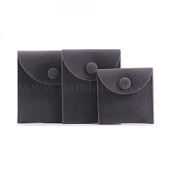 Мешки ювелирных изделий бархата, мешочки для хранения украшений с кнопкой, квадратный, светло-серый, 7x7x1 см