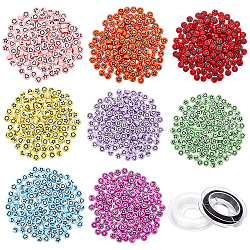 Chgcraft diy 8 набор цветов для изготовления эластичных браслетов для детей, в том числе плоские круглые непрозрачные с эмалированными акриловыми бусинами, эластичная нить, разноцветные, акриловые бусины: 7x4мм, отверстие : 1.5 мм, 240 г