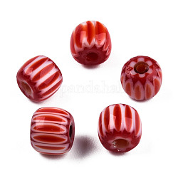 Fili di perline murano fatto a mano, colonna, rosso scuro, 5.5~7.5x4.5~6mm, Foro: 1.4 mm, circa 70~72pcs/filo, 15.75 pollice ~ 15.94 pollici (40~40.5 cm)