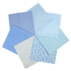 Tessuto di cotone stampato, per patchwork, cucire tessuti a patchwork, quilting, quadrato, azzurro, 25x25cm, 7 pc / set