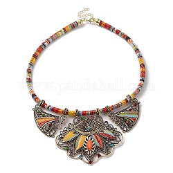 Tropfenförmige Halskette mit Strassen aus Legierung, Böhmische Halskette mit Stoffschnüren, Farbig, 19.02 Zoll (48.3 cm)