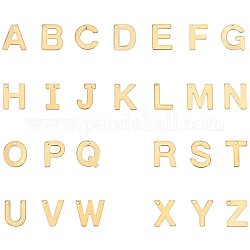 Pandahall 52 pz lettera az ciondoli in acciaio inossidabile con ciondoli in metallo con lettere dell'alfabeto per braccialetti, collana, artigianato, oro