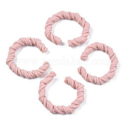 Anneau ouvert de corde de torsion d'argile de polymère, pour le bricolage fabrication de bijoux, rose, 41~43x37~40x6.5~7.5mm