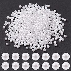 Perles d'imitation perles en plastique ABS, ronde, blanc, 3mm, Trou: 1.4mm