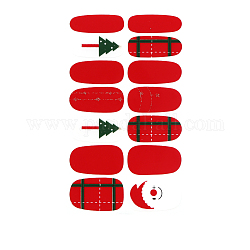 Full Cover Nail Art Stickers, Self-adhesive, For Nail Tips Decorations, Christmas Style, Red, 10x5.5cm
