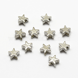 Сплавочные бусины, звезда, платина, 5x6x3 мм, отверстие : 1.5 мм