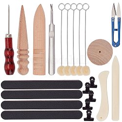 Tool Sets, with Stainless Steel Nail Cuticle Fork, Leather Grinding Trimming Round Flat Stick and Rub Oil Leather Wool Ball, Mixed Color, 106x23x8mm