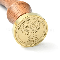 Timbre de sceau de cire en bois bricolage, autre motif, 83x22mm, tête: 7.5 mm, timbres: 25x14.5mm