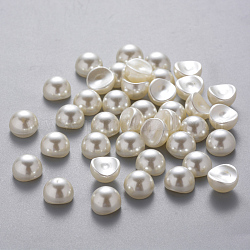 Cabochons demi-ronds plastique abs imitation perle, Perles lâches bricolage cabochons pour le visage beauté maquillage nail art artisanat fabrication de téléphone bricolage, haut lustre, beige, 6x4mm