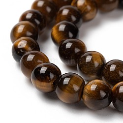Runder Tigerauge Perlen Stränge, Klasse ab +, dunkel Goldrute, 6 mm, Bohrung: 1 mm, ca. 60 Stk. / Strang