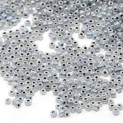 (service de remballage disponible) perles de rocaille en verre, Ceylan, ronde, grises , 12/0, 2mm, Trou: 1mm, environ 12 g /sachet 