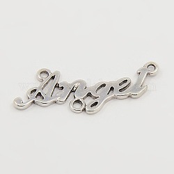 Tibetan Style Message Links, Lead Free, Nickel Free and Cadmium Free, Antique Silver, Angel, 35mm long, 13mm wide, 2mm thick, hole: 1mm