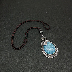 Halsketten mit Anhänger aus synthetischem Türkis für Damen und Herren, Himmelblau, keine Größe