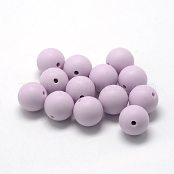 Perle di silicone ecologiche per uso alimentare, tondo, lilla, 8~10mm, Foro: 1~2 mm