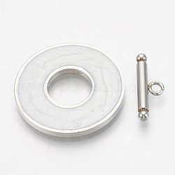 304 из нержавеющей стали застежками тумблеры, с эмалью, кольцо, серый, Кольцо: 29.5x2 mm, внутренний диаметр: 12 мм, бар: 21x7x3 mm, отверстие : 2 мм