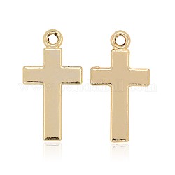 Nickel Free & Lead Free Golden Plated Alloy Cross Pendants, Long-Lasting Plated, Golden, 24x13x1mm, Hole: 1.5mm