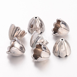 Legierung Perlenkappen, Cadmiumfrei und Nickel frei und Bleifrei, Antik Silber Farbe, 15x17x17 mm, Bohrung: 2 mm