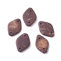 Enlaces de coco, rombo, coco marrón, 18x11~13x2mm, agujero: 1 mm