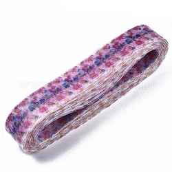 Nastro di maglia, corda di filo netto plastico, con motivo floreale, viola, 50mm, circa 50 iardae / pacco
