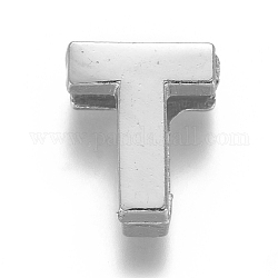 Charms silde in lega, lettera t, 12x10x4mm, Foro: 1.5x8 mm