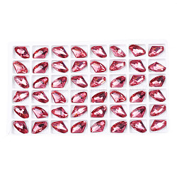 48 pz cabochon di strass di vetro, nail art accessori decorativi, sfaccettato, rosso violaceo chiaro, 14x9x5mm