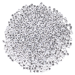 Chgcraft 830pcs 26 perle acriliche opache stile, cubo con lettera z ~, lettera a ~ z, 7x7x7mm, Foro: 3.5 mm