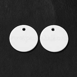 Spray Painted 201 Stainless Steel Charms, Flat Round Charm, White, 15x1mm, Hole: 1.4mm