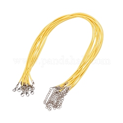 Eingewachsene Schnur bildende Halskette, mit Zink-Legierung Karabiner, Platin Farbe, Gelb, 17.8 Zoll ~ 18 Zoll (45.5~46 cm), 2 mm