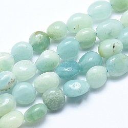 Chapelets de perles en amazonite naturelle, pierre roulée, pépites, 8~10mm, Trou: 0.8mm, Environ 30~35 pcs/chapelet, 15.7 pouce (40 cm)