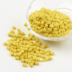 Куб непрозрачным цвета стекла бисер, круглое отверстие, желтые, 3~7x3~4x3~4 мм, отверстие : 0.5 мм, около 4500 шт / упаковка, 440~450 г / мешок