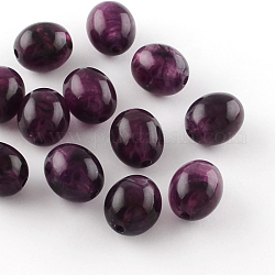 Perles acryliques ovales d'imitation pierre précieuse, violet, 15x13mm, Trou: 2.5mm