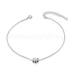 Shegrace joli design plaqué rhodium 925 bracelet de cheville en argent sterling, Avec patte d'émail, platine, 220mm