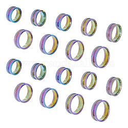 Unicraftale 18 pz 9 anelli scanalati in acciaio inossidabile misura 201 set per uomo donna, colore arcobaleno, diametro interno: 16~22.2mm, larghezza: 8 mm, 2pcs / size