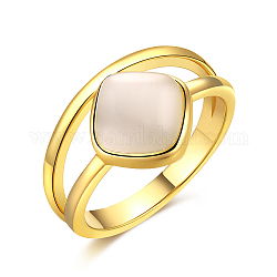 Micro ottone spianare anelli zirconi, rombo, oro, misura degli stati uniti 8 (18.1mm)