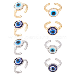 Arricraft 8 pièces 4 couleurs anneaux pour les yeux du mal, Anneaux d'oeil de mal réglables en alliage de zinc anneaux de troisième oeil anneaux d'oeil bleu turc bijoux de protection chanceux pour les cadeaux des femmes